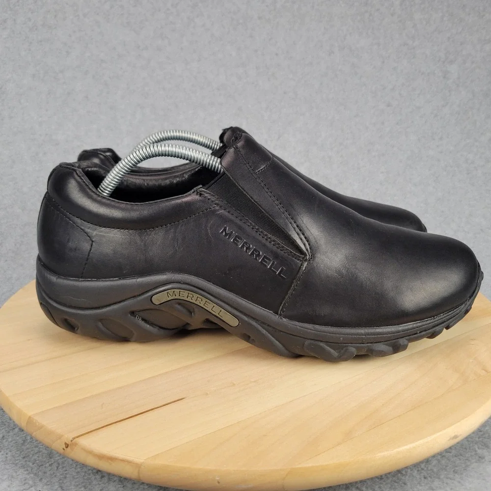 Merrell Midnight Jungle Moc Mens 11 Black Leather Slip On Hiking Shoes J60889